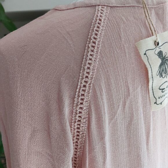 Anthropologie Easel Pink Ruffled Tiered Bohemian Dress Size Small (runs large) - Picture 3 of 11